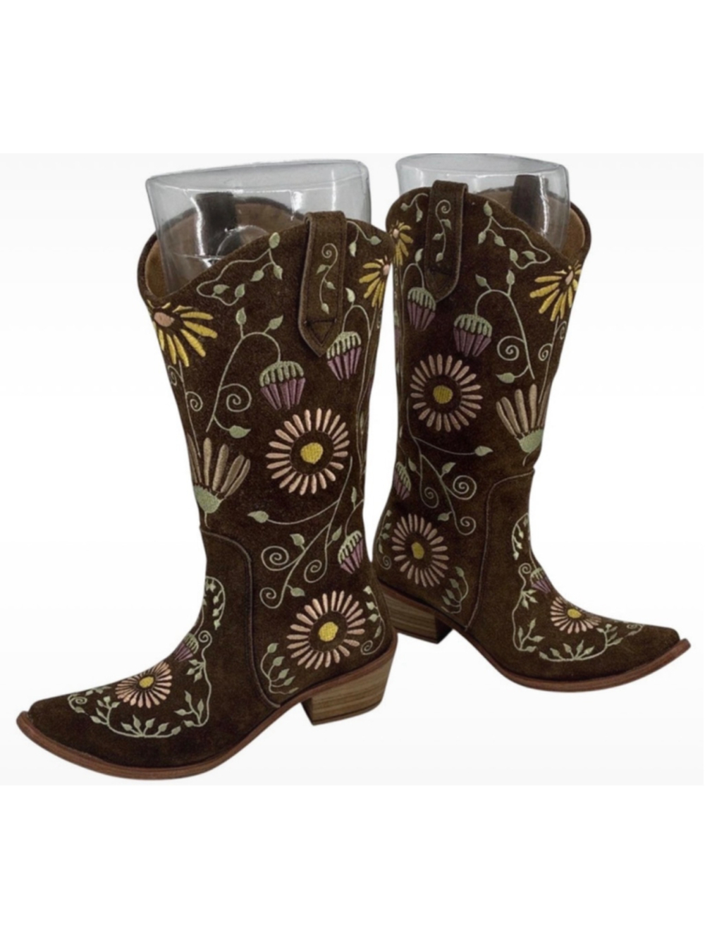 Agave Sky Vaquera Holly Suede Floral Embroidered Cowgirl Western Boots Size 6 - Picture 2 of 12